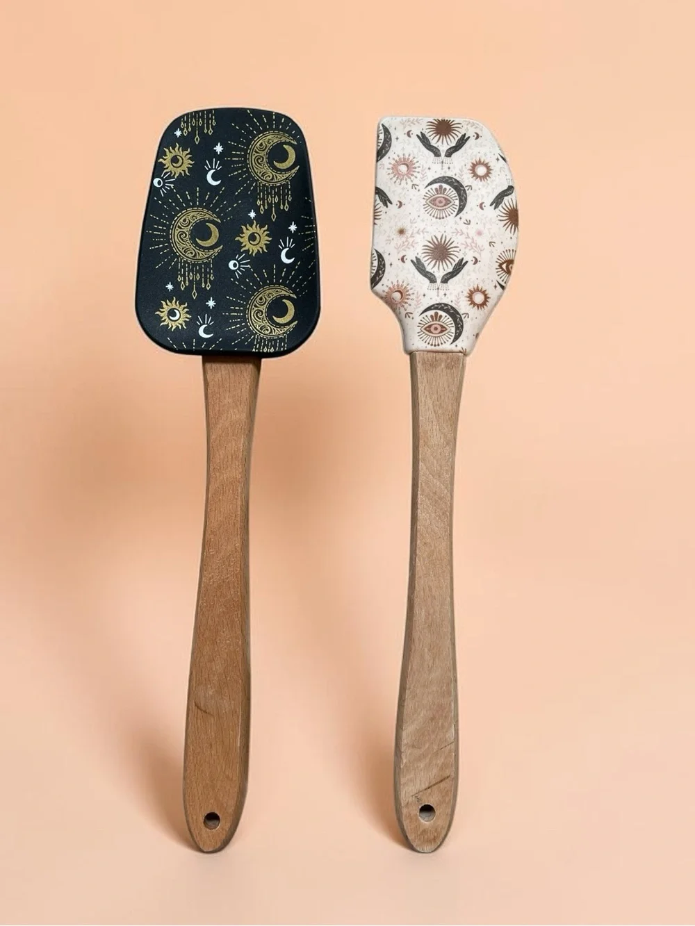 Witchy Silicone Spatula Set with Black Cauldron Holder Celestial Kitchen Decor